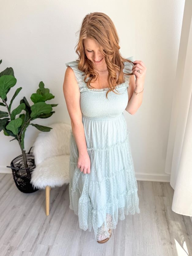 Sage Daydream Ruffle Dress