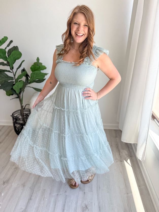 Sage Daydream Ruffle Dress