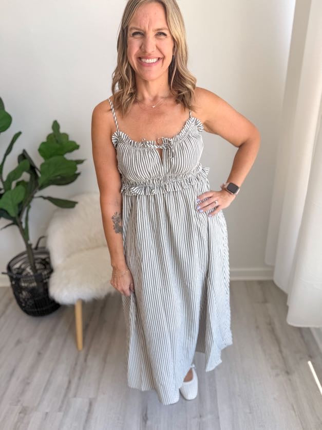 Washed Black & White Stripe Dress