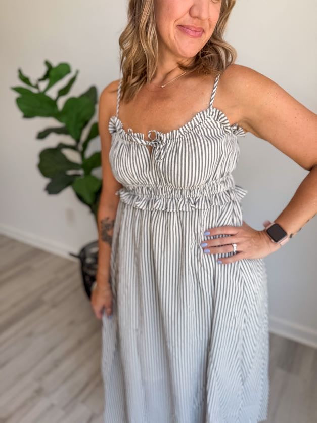 Washed Black & White Stripe Dress