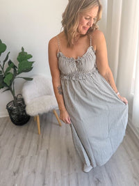 Washed Black & White Stripe Dress