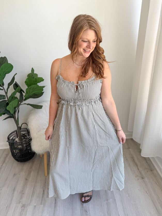 Washed Black & White Stripe Dress