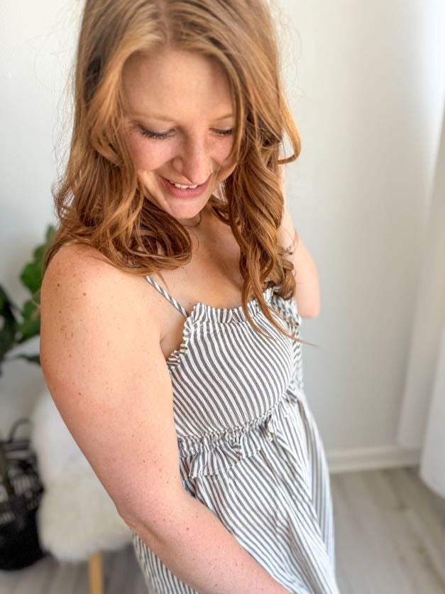 Washed Black & White Stripe Dress