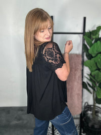 Black Lace Short Sleeve Top