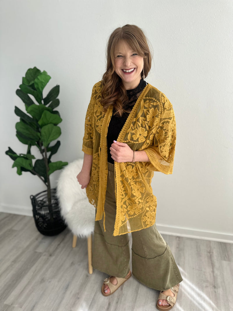 Golden Bliss Lace Wrap Coverup
