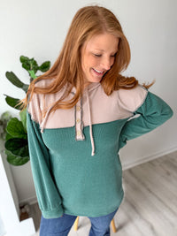 Ribbed Contrast Hoodie