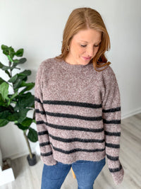 Soft Mocha Black Stripe Sweater