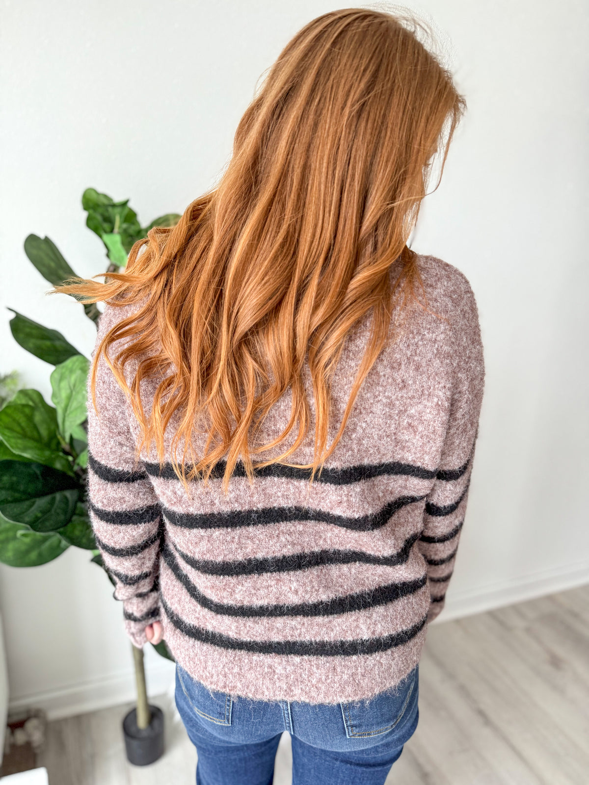 Soft Mocha Black Stripe Sweater