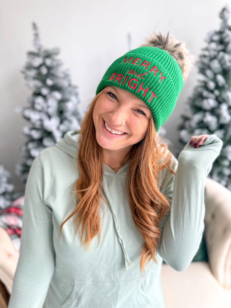 Merry & Bright Knit Pom Hat