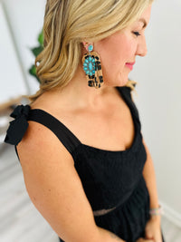 Turquoise Stone Flower Earrings
