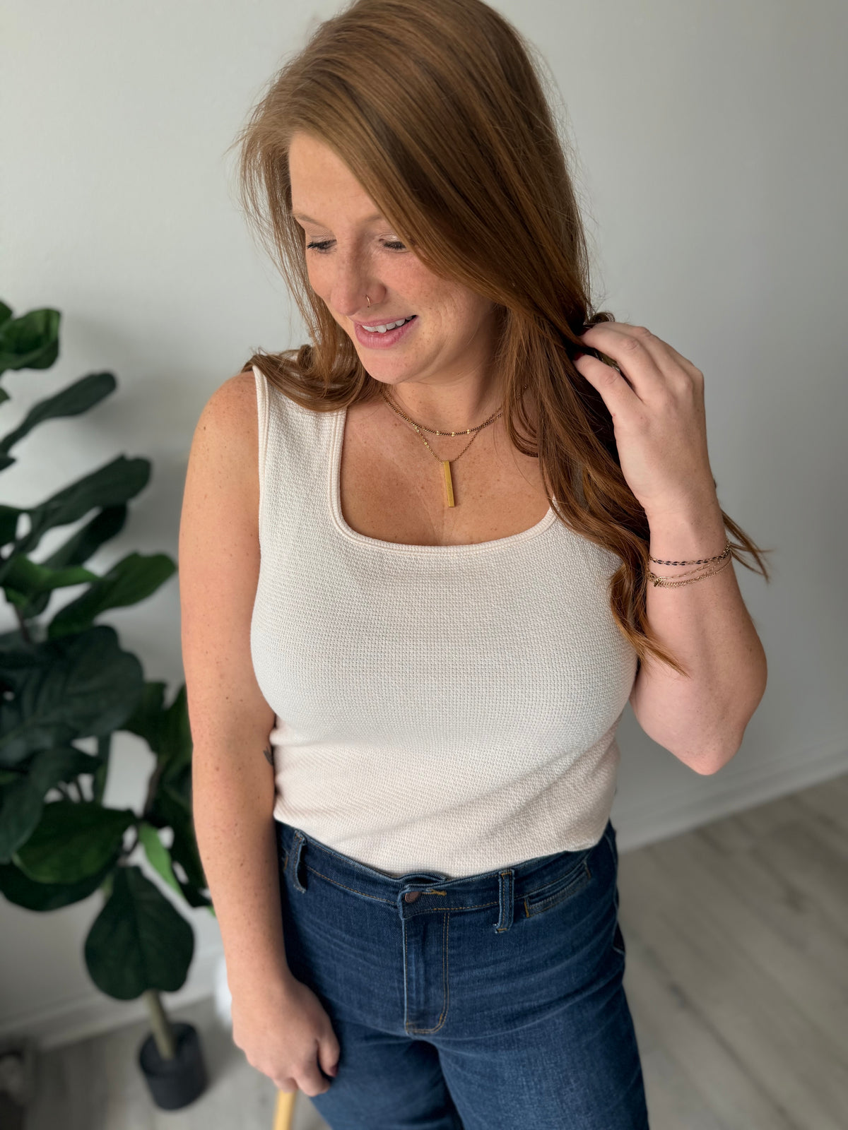 Square Neck Cream Tank