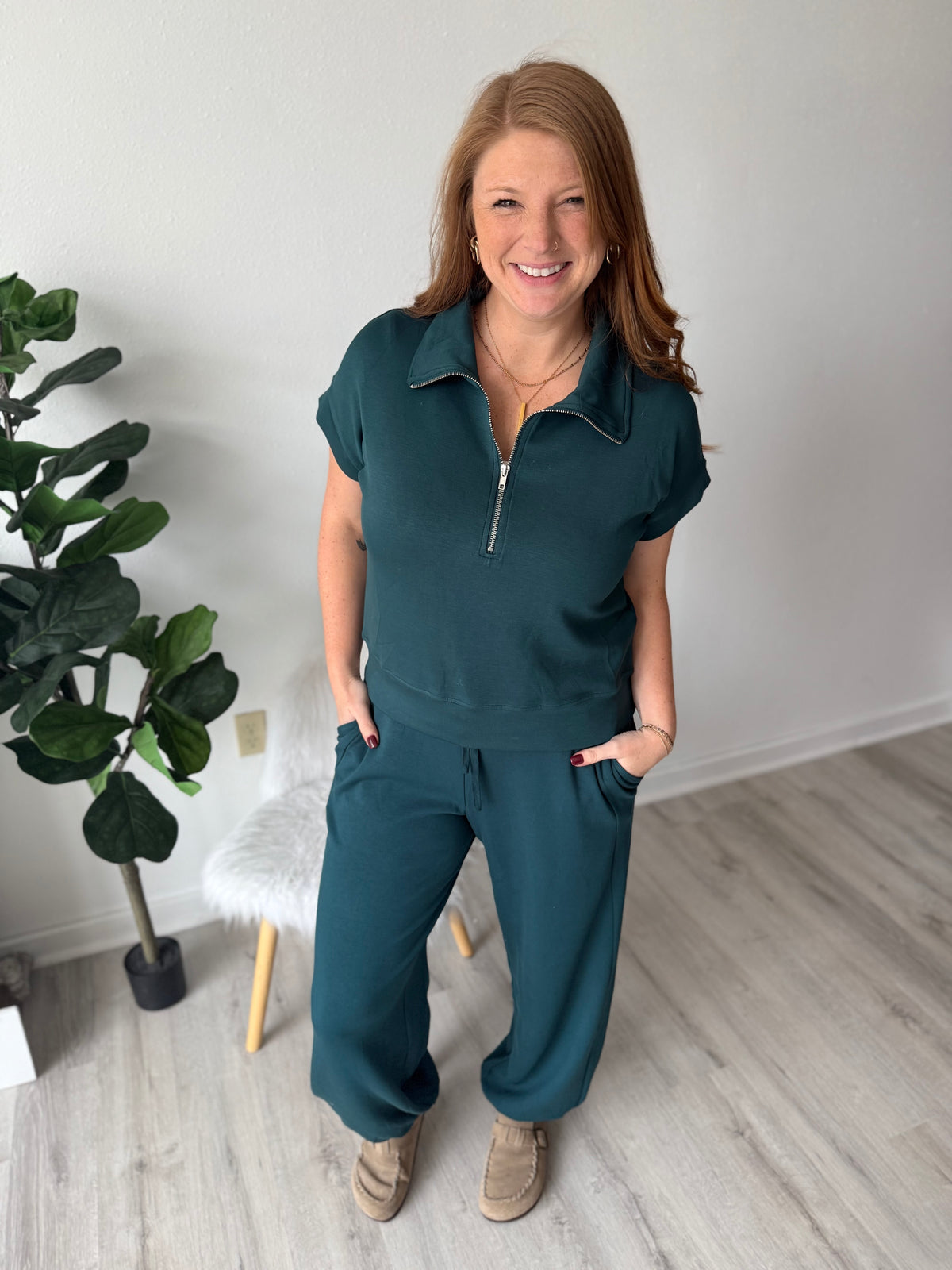 Deep Green Collared Scuba Pullover