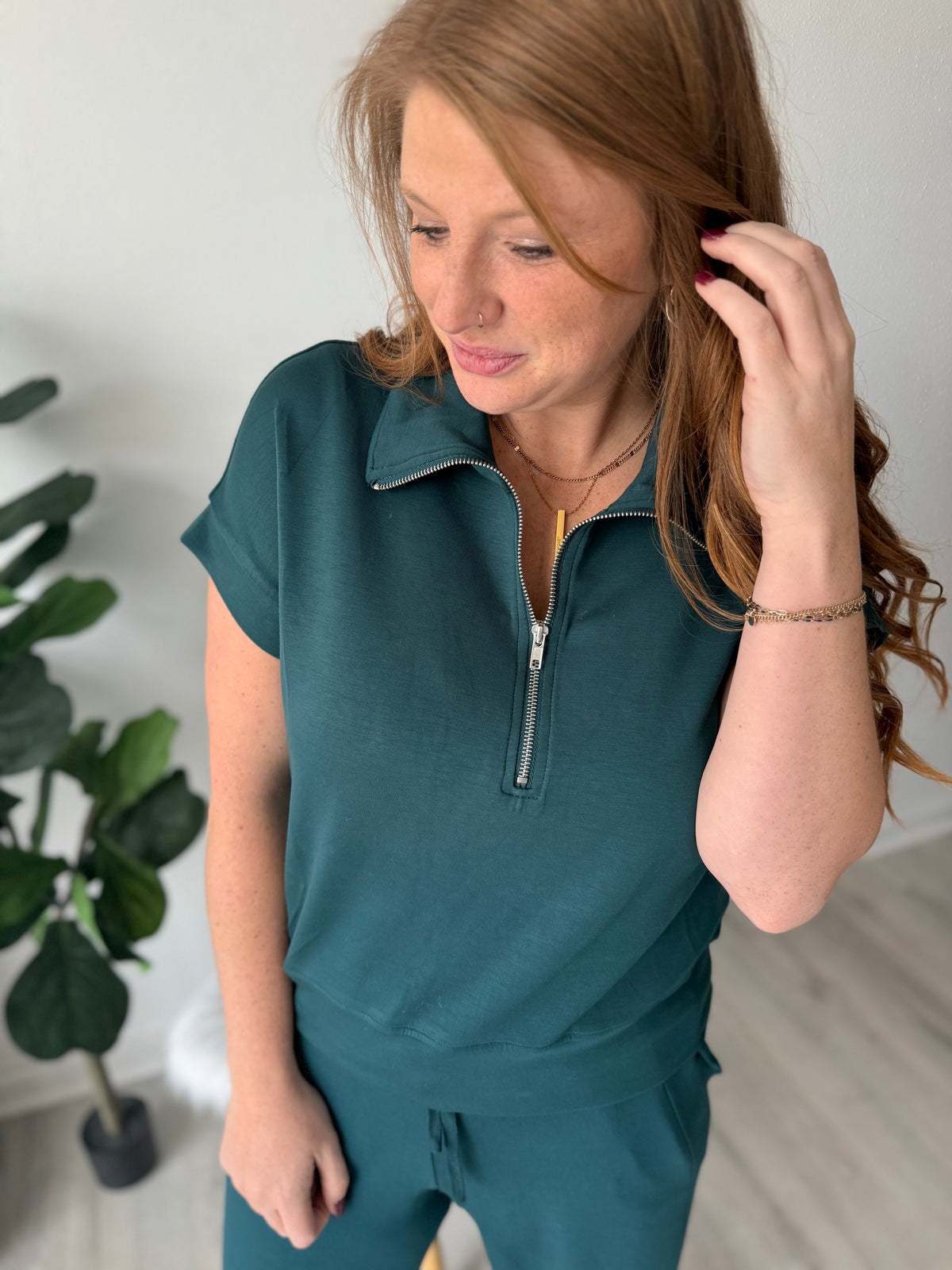 Deep Green Collared Scuba Pullover