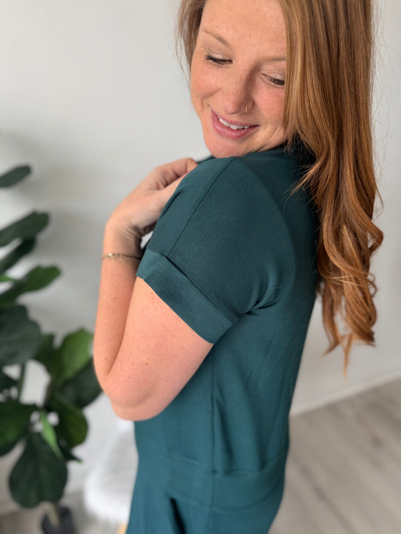 Deep Green Collared Scuba Pullover