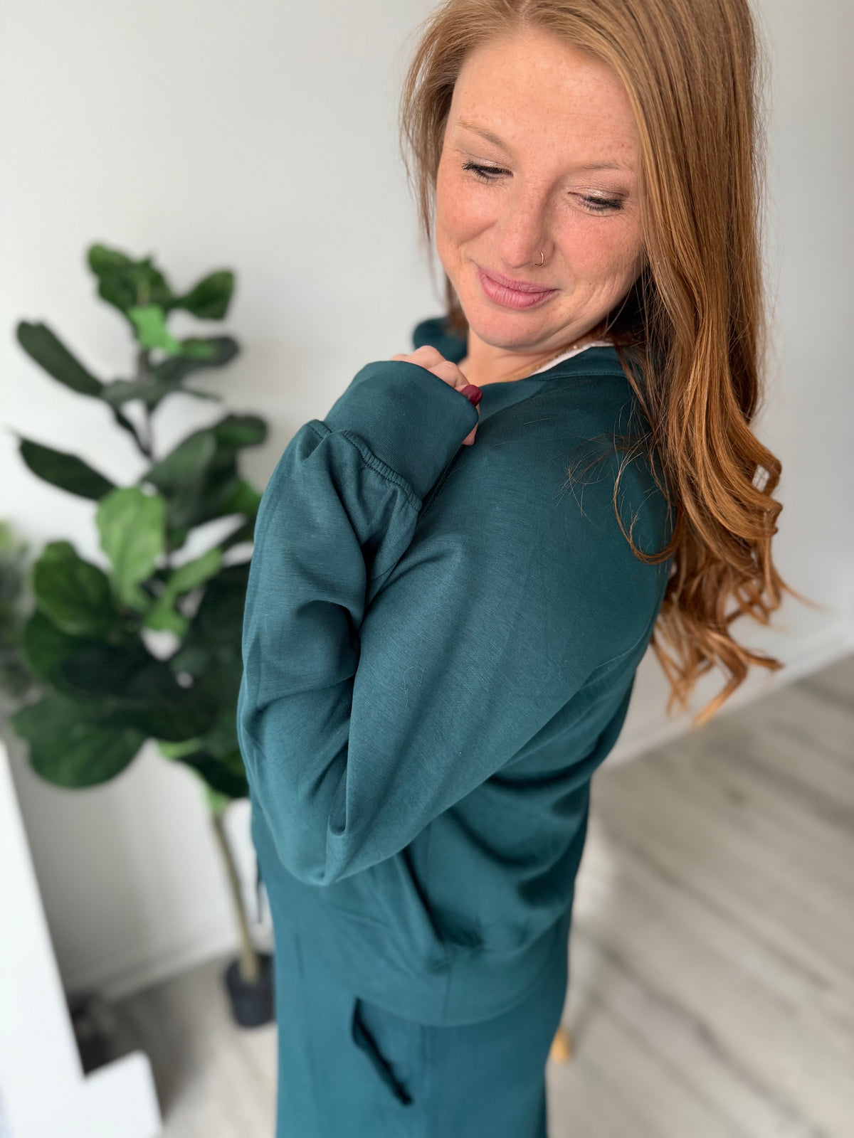 Deep Green Long Sleeve Scuba Pullover