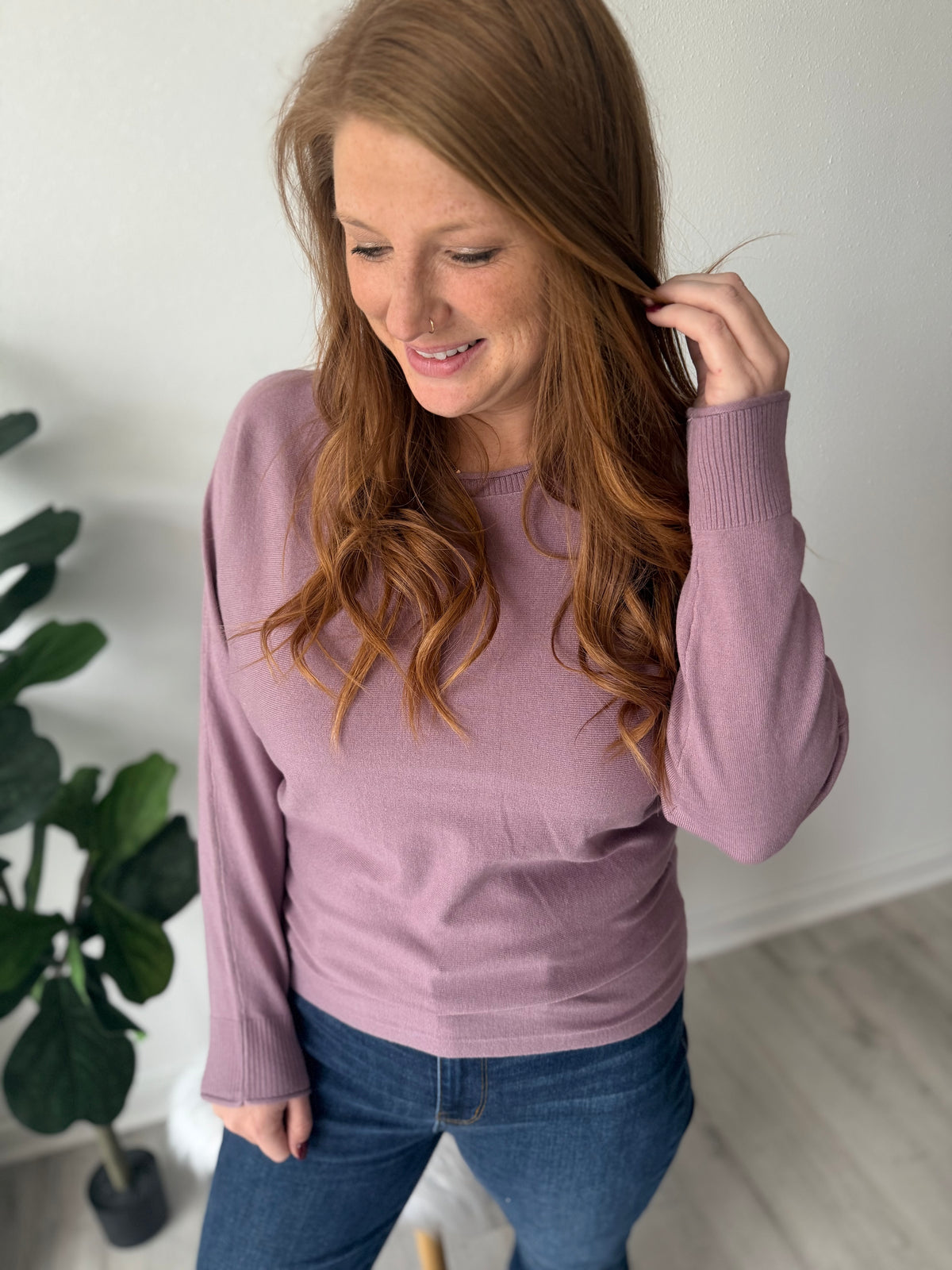 Melanie Mauve Simple Long Sleeve