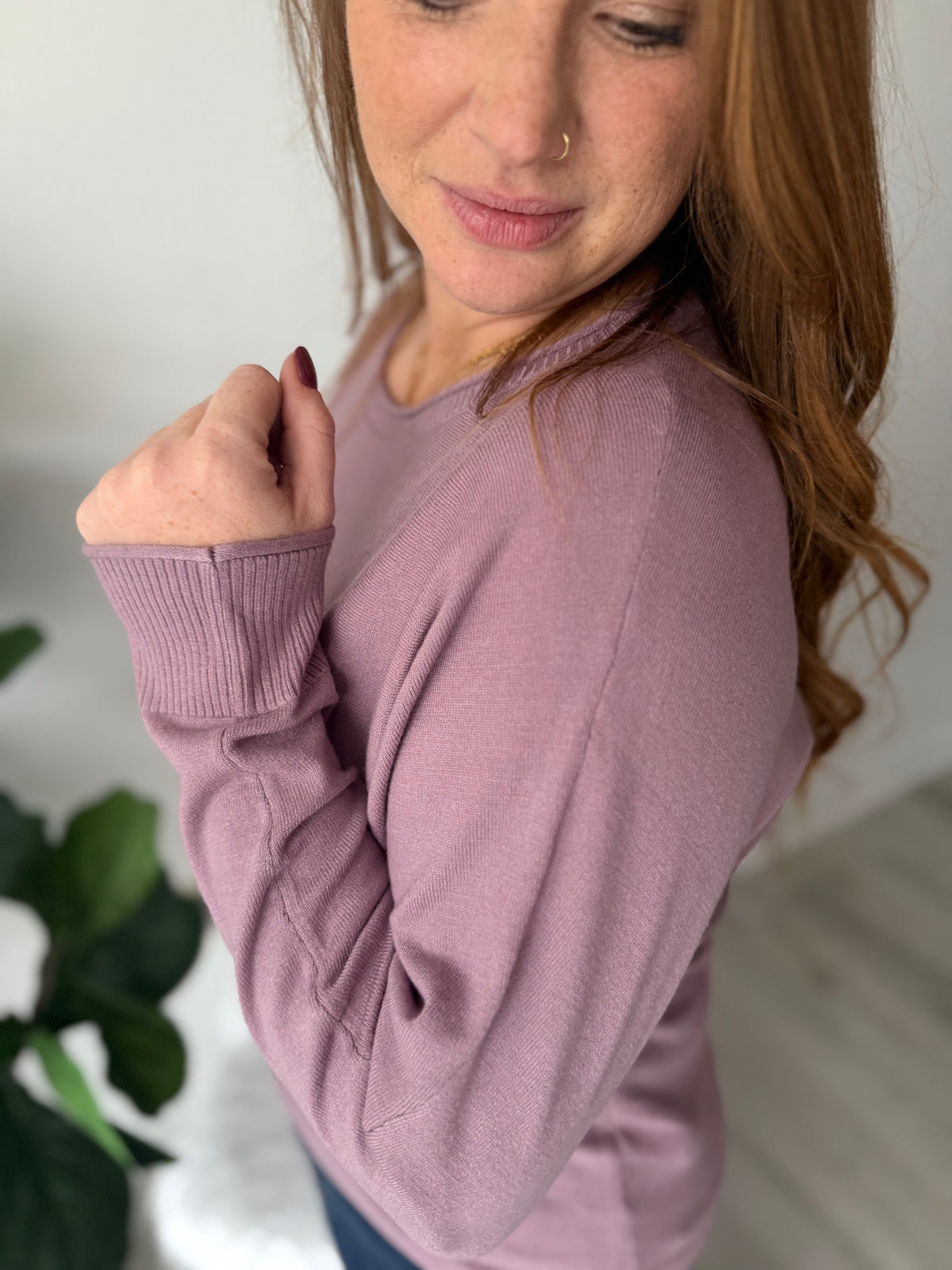 Melanie Mauve Simple Long Sleeve