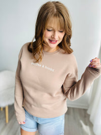 Coffee & Books Graphic Crewneck - Tan - NC