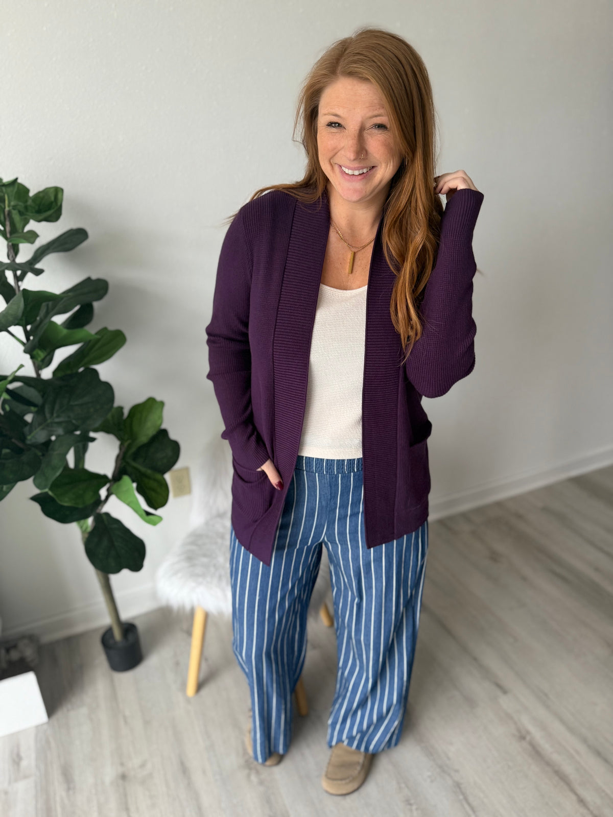 Classic Cardigan - Plum