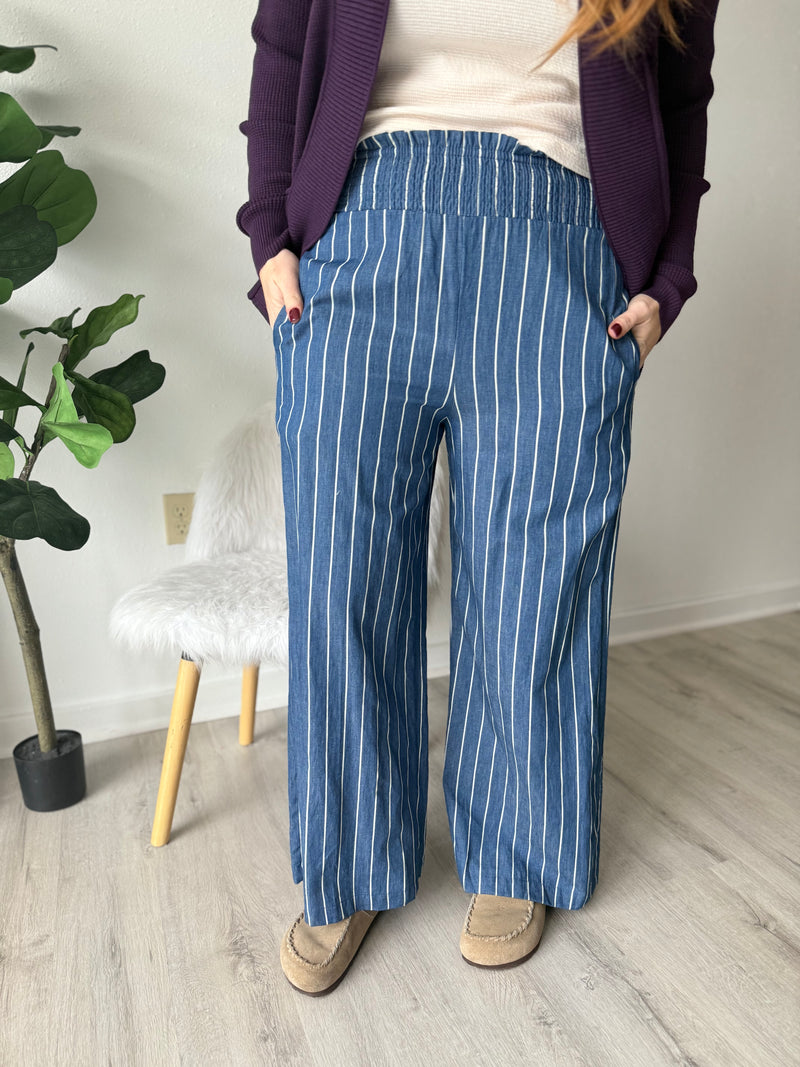 Striped Chambray Pants