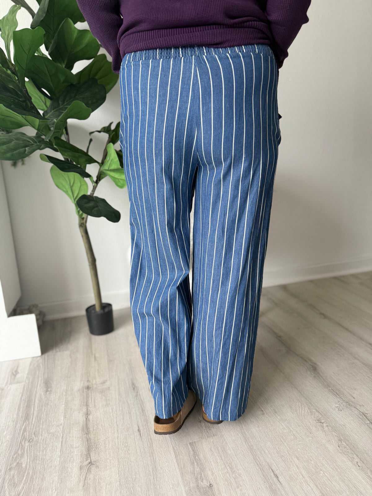 Striped Chambray Pants