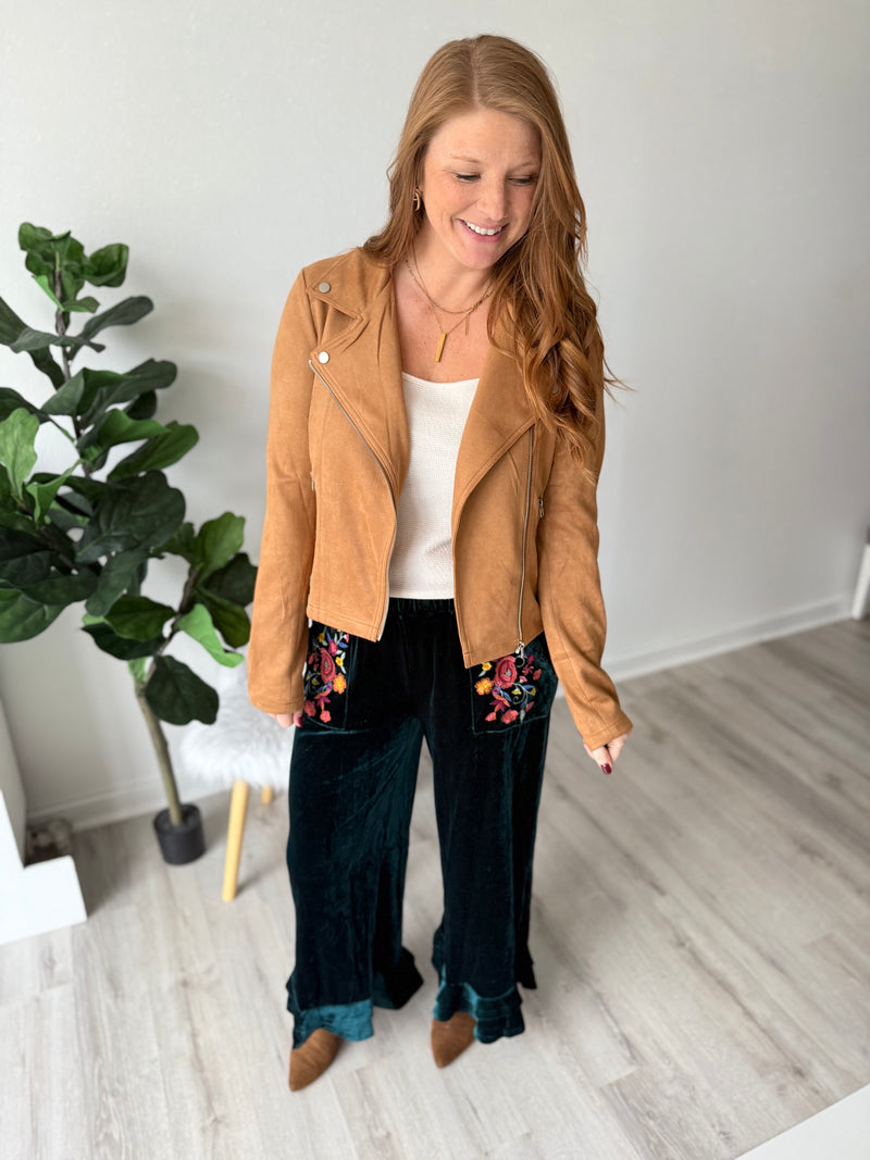 Velvet Bloom Wide Leg Pants