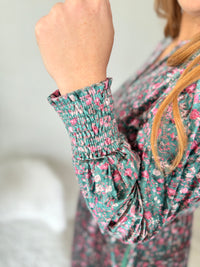 Rosey Evergreen Velour Dress