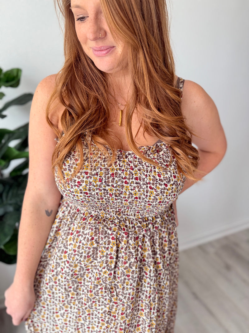Muted Floral Smocked Dress