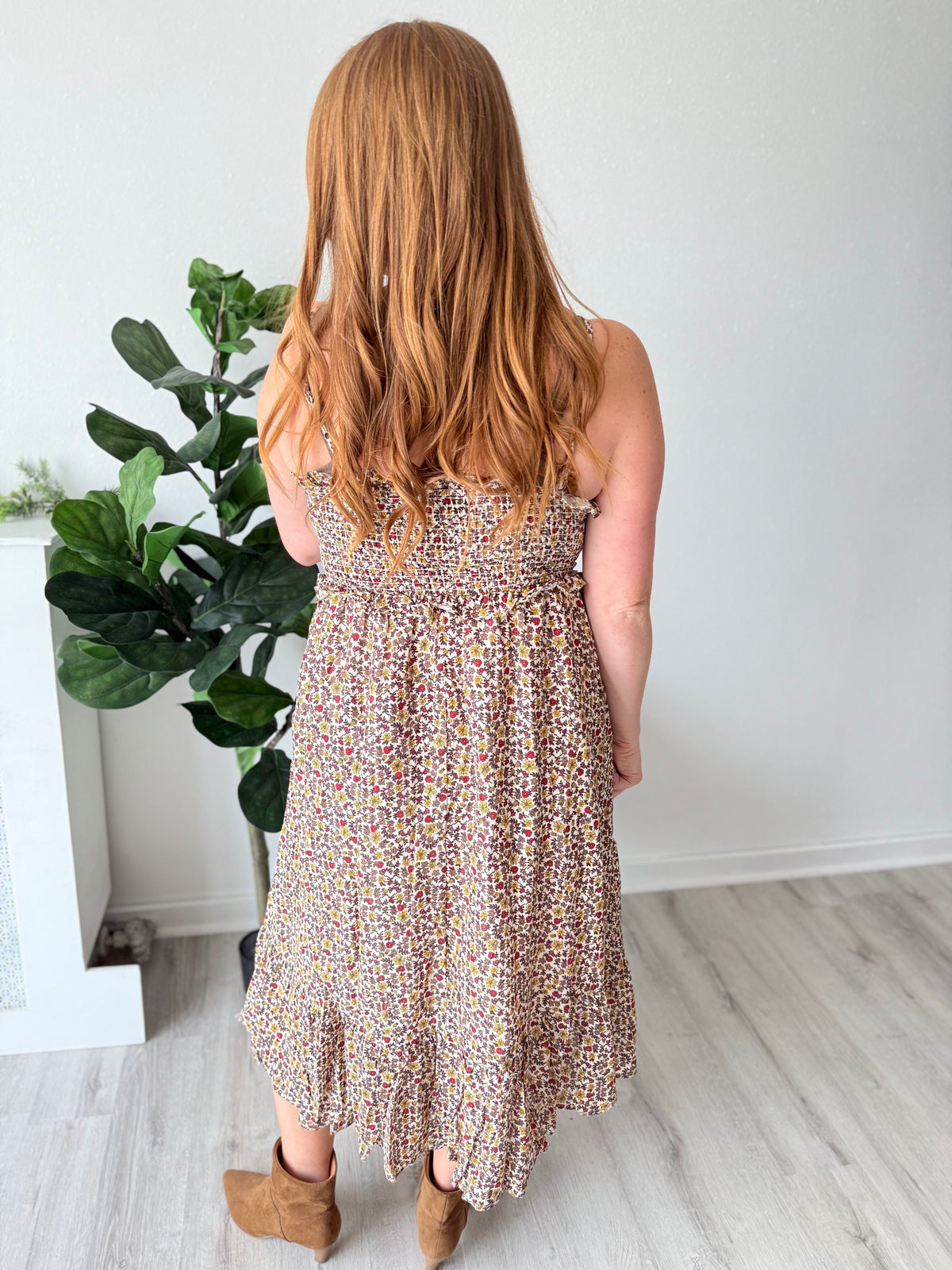 Muted Floral Smocked Dress