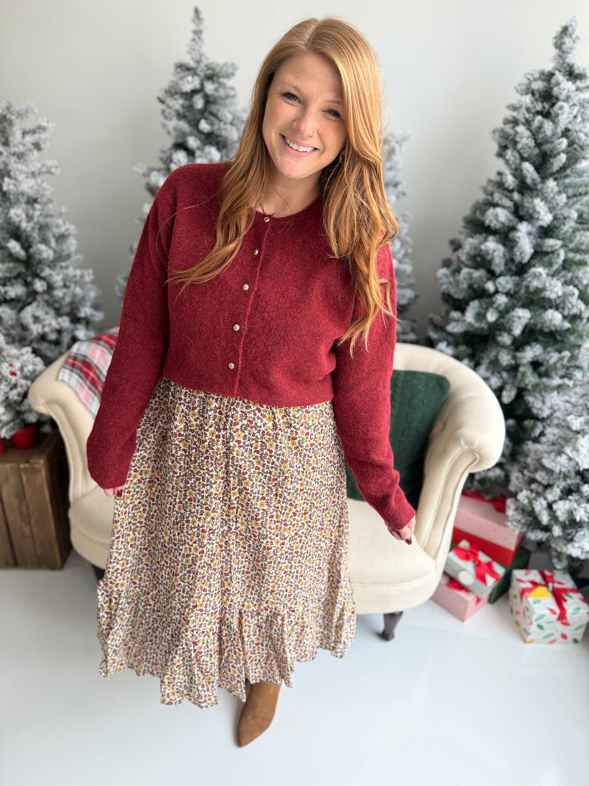 Muted Floral Smocked Dress