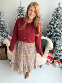 Muted Floral Smocked Dress