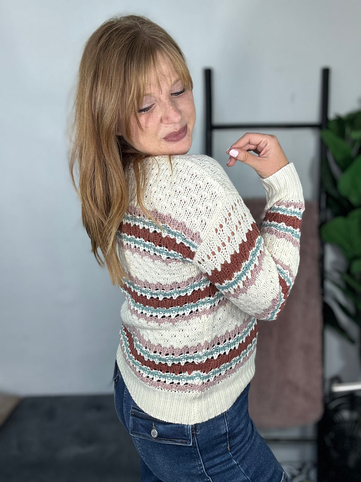 Rusty Rose Striped Sweater