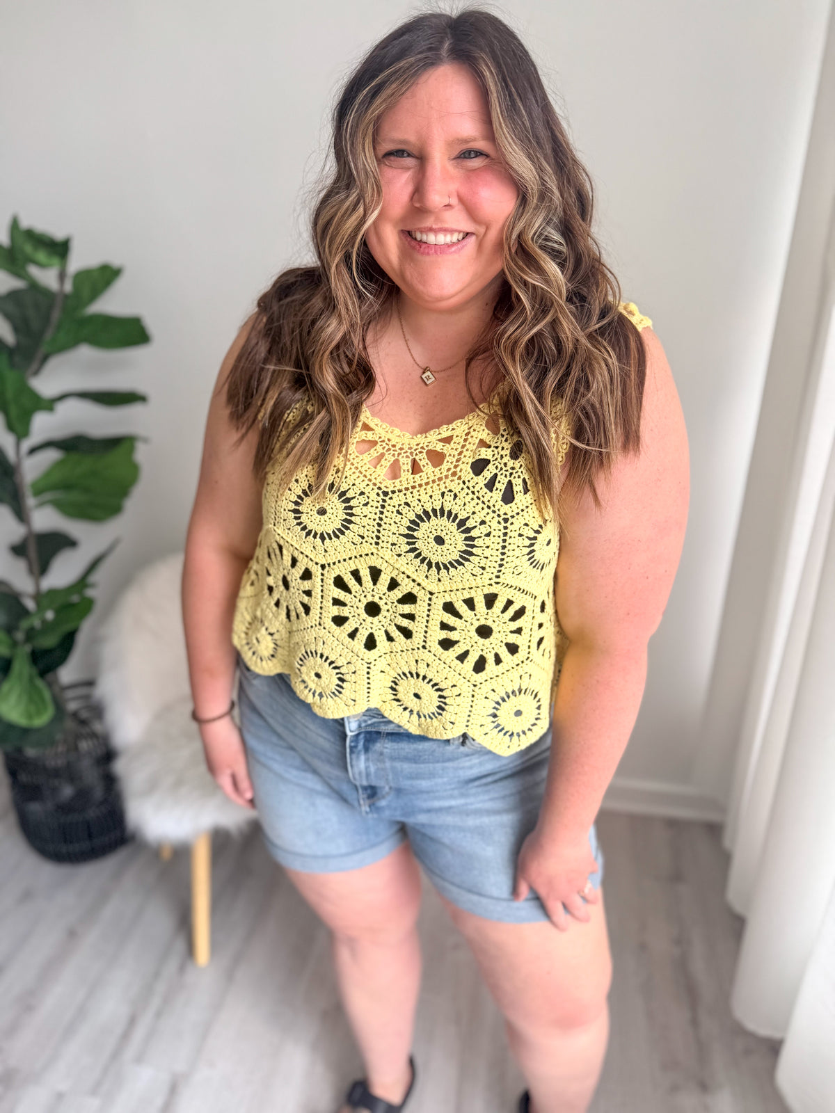 Casual Crochet Tank - Yellow
