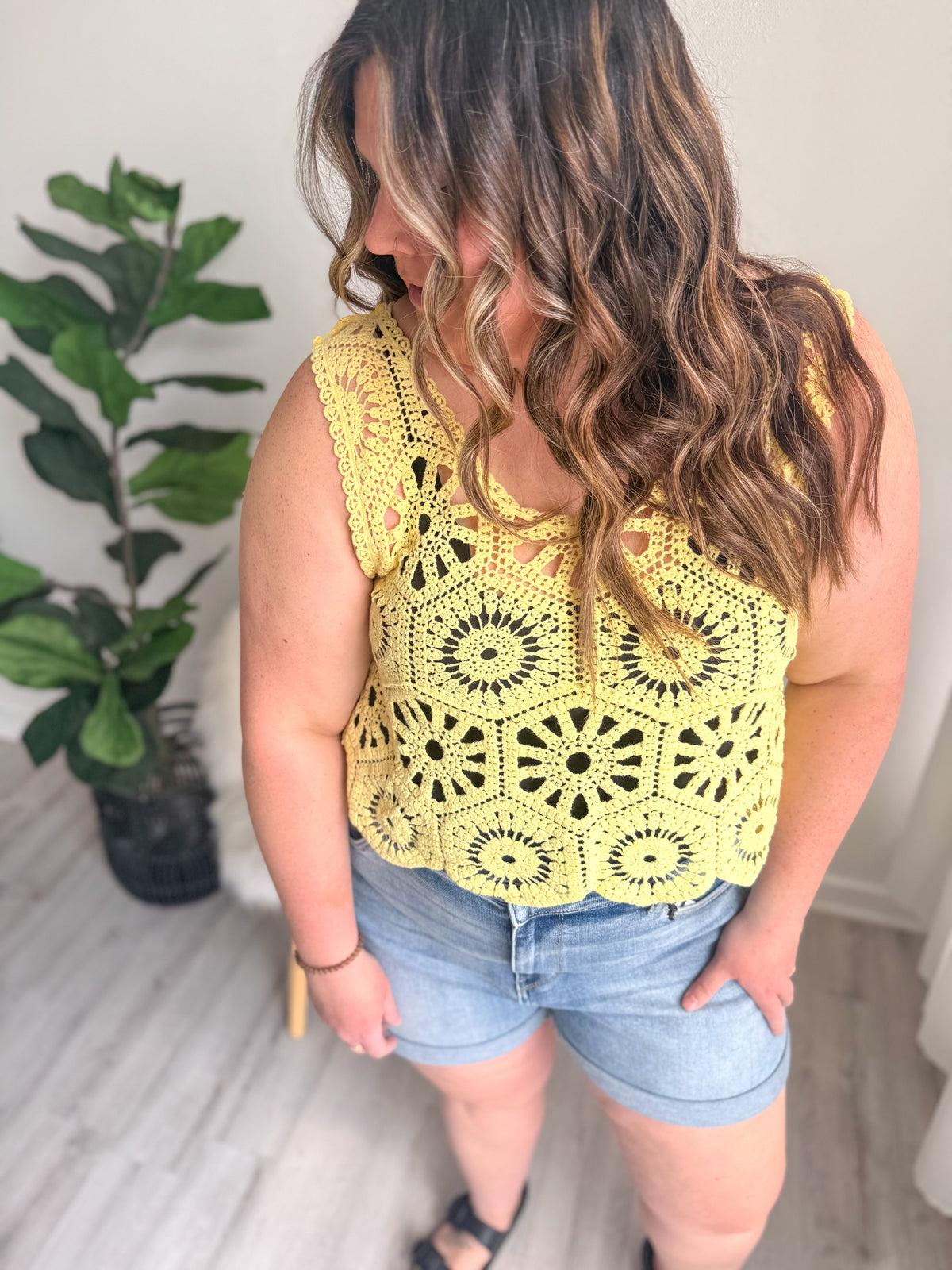 Casual Crochet Tank - Yellow