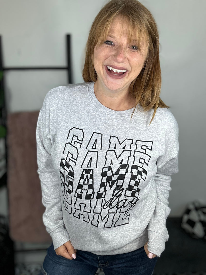 Game Day Checkered Graphic Sweatshirt