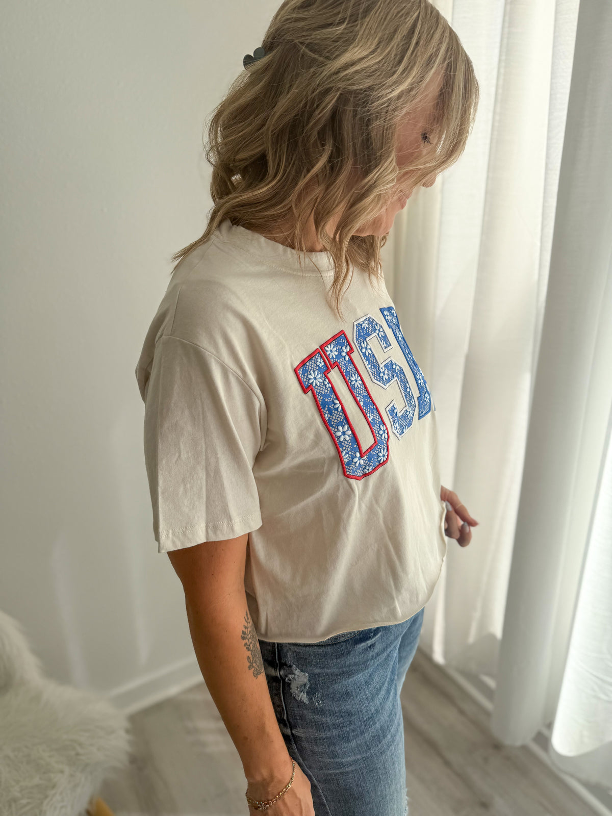 USA Floral Tee