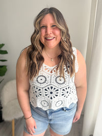 Casual Crochet Tank - White