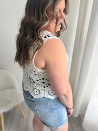 Casual Crochet Tank - White