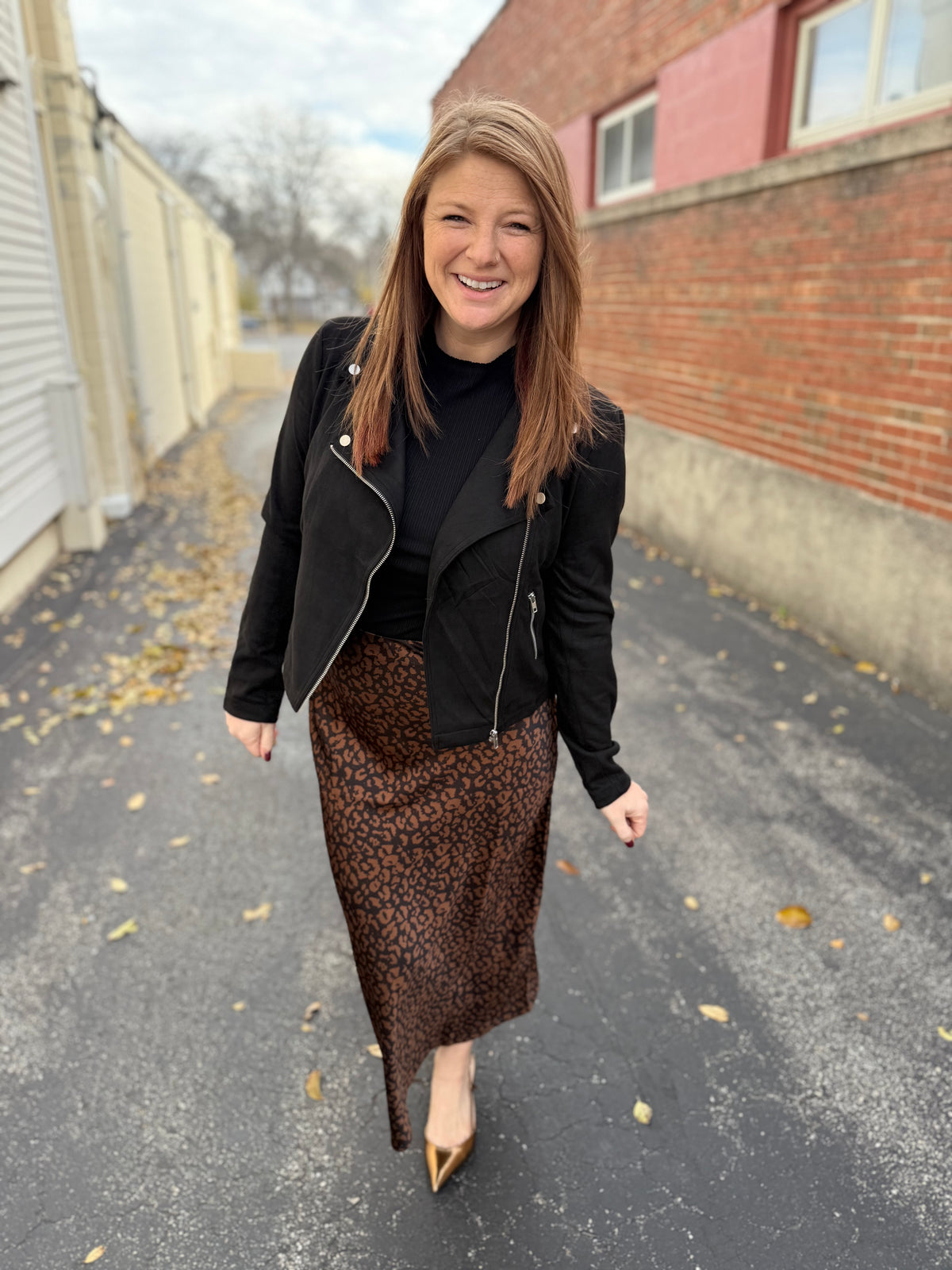 Deep Leopard Print Maxi Skirt