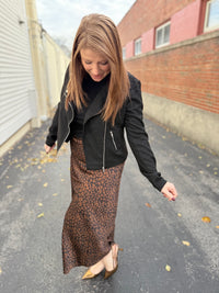 Deep Leopard Print Maxi Skirt