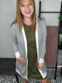 Tori Grey Stripe Cardigan