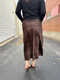 Deep Leopard Print Maxi Skirt