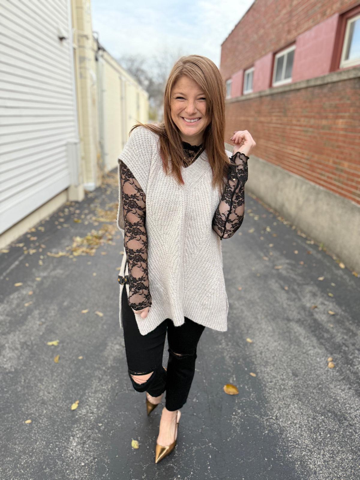 Buckled Oversized Sweater Tunic