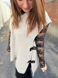 Buckled Oversized Sweater Tunic