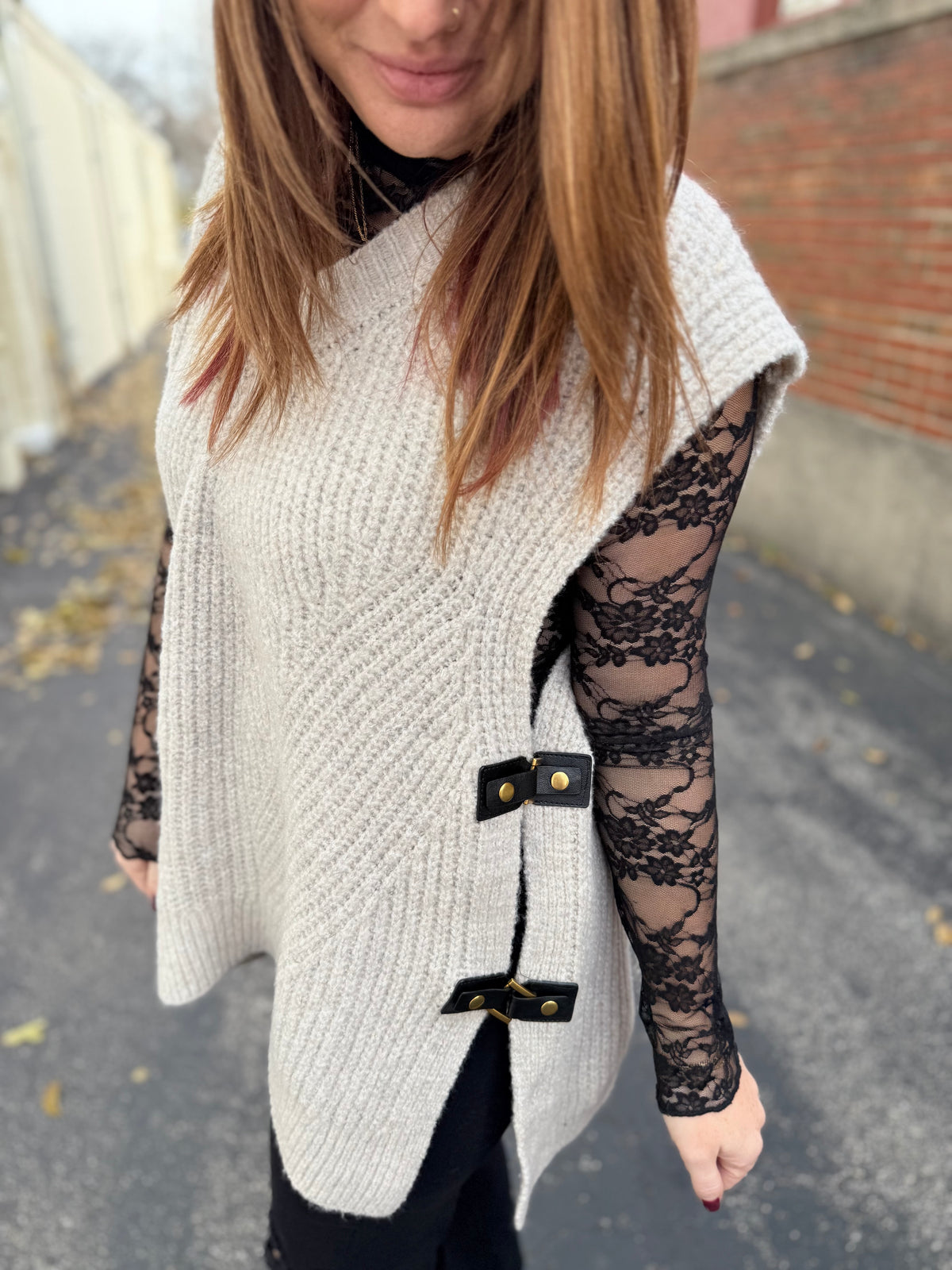 Buckled Oversized Sweater Tunic