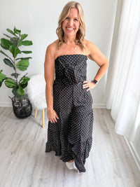Polka Dot Tie Front Jumpsuit