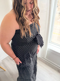 Polka Dot Tie Front Jumpsuit