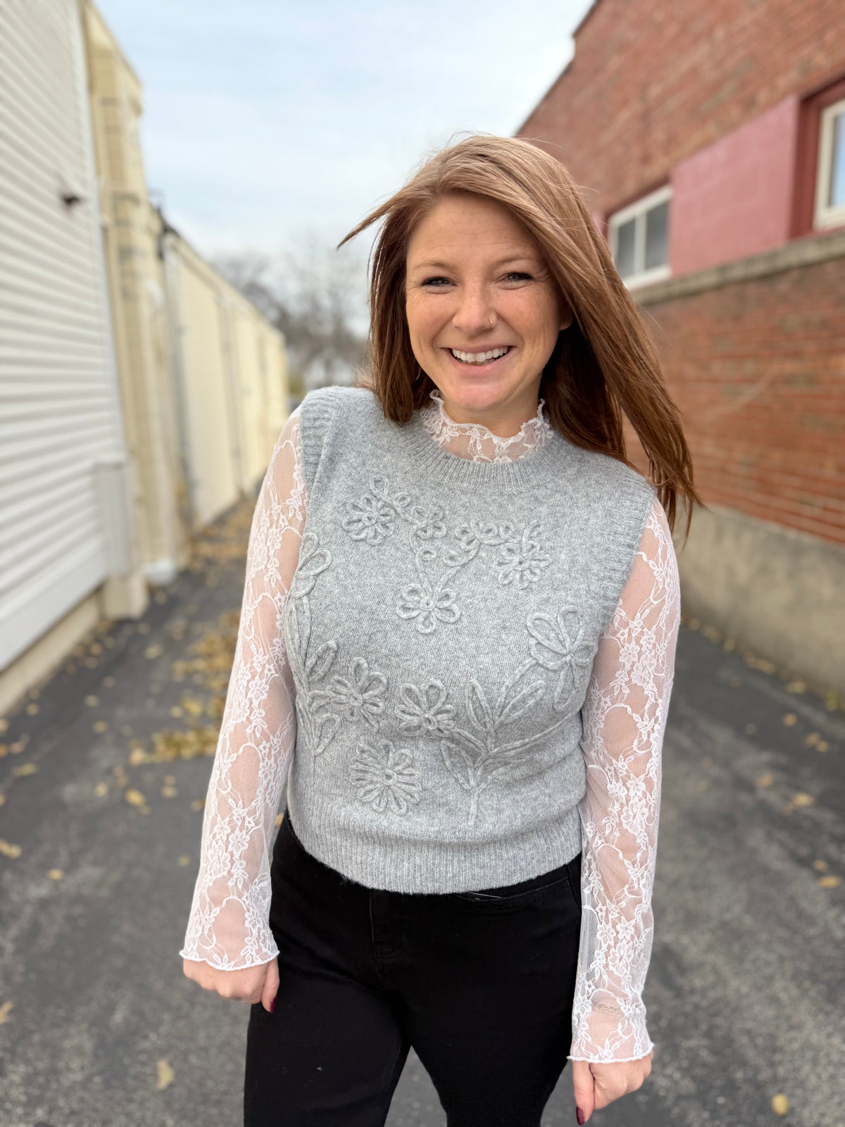 Lace Sheer Long Sleeve - White