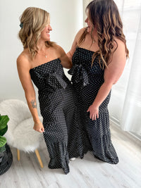 Polka Dot Tie Front Jumpsuit