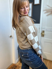 Ella Taupe Check Sweater